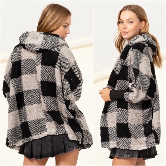 🍁LAST1️⃣🍁New Fall Soft Ultra Comfy Teddy Sherpa Open Cardigan Hooded Coat - Picture 2 of 4